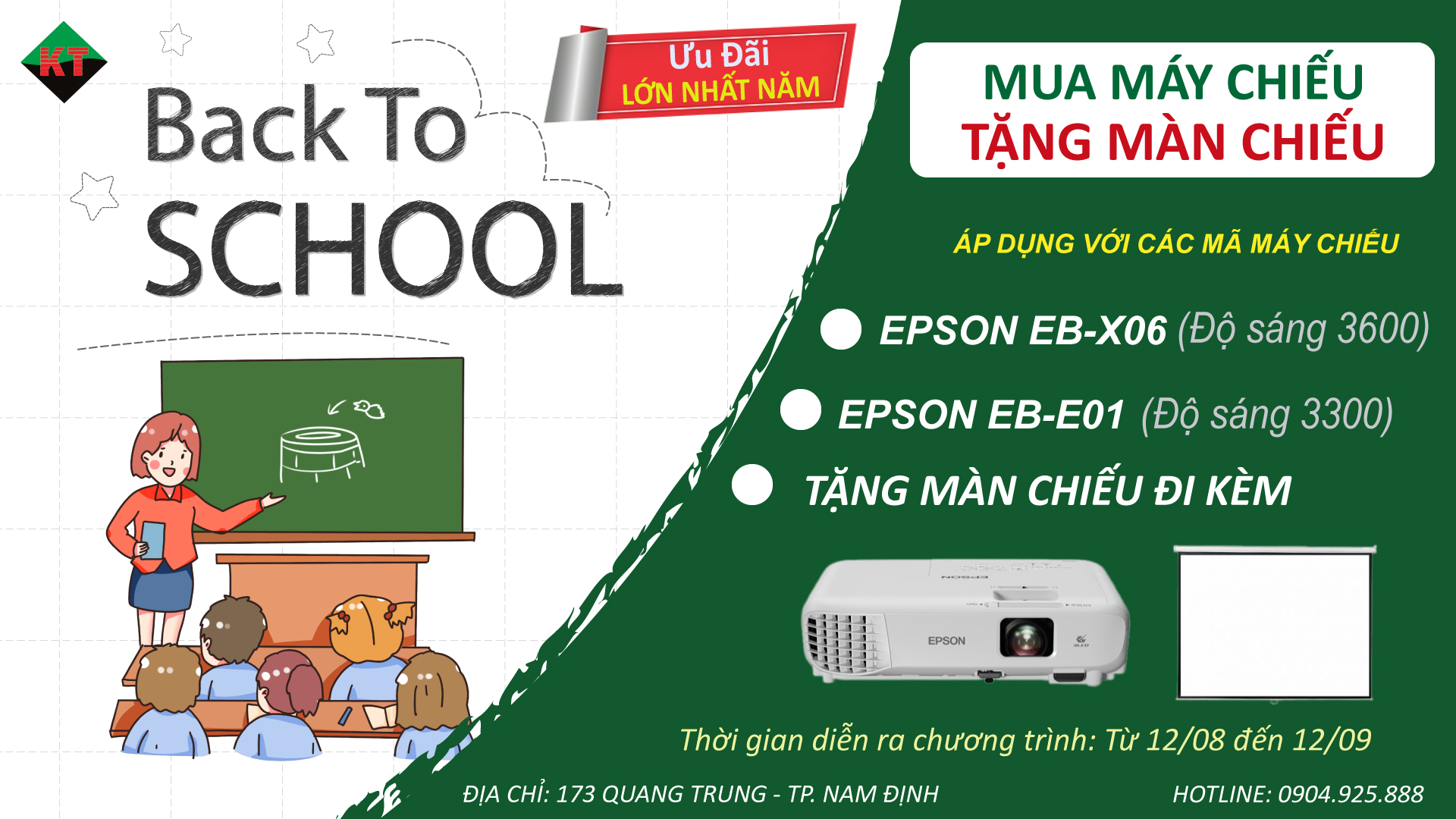 BACK TO SCHOOL: MUA MÁY CHIẾU - TẶNG MÀN CHIẾU