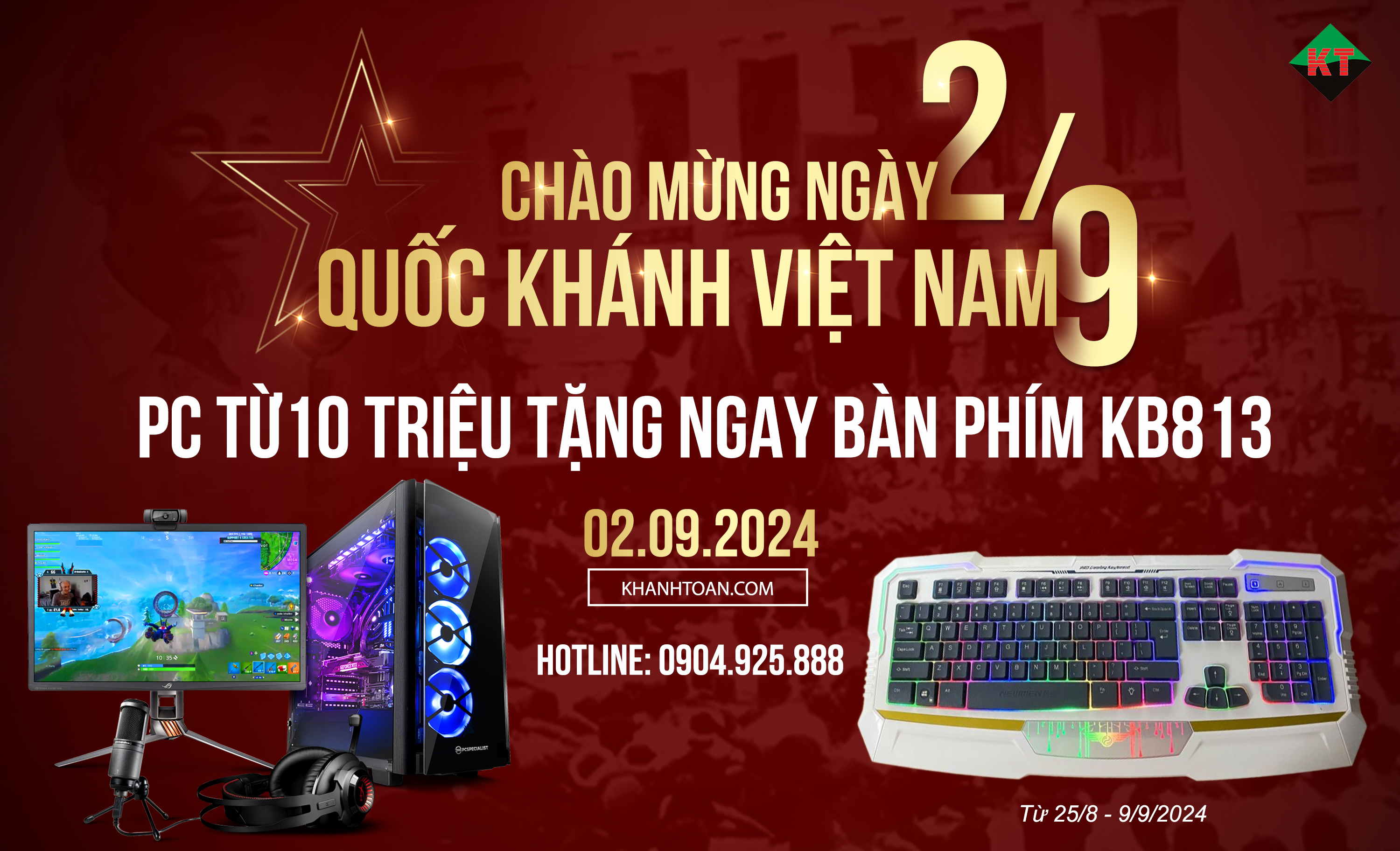 Chào Mừng Quốc Khánh Việt Nam - Tặng bàn phím Newmen KB813 khi mua máy tính - Build PC